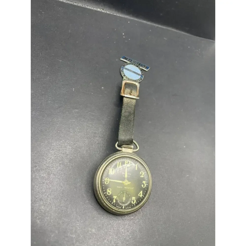 Vintage Westclox Scotty Pocket Watch Black Dial Sub Second USA Gibson Fob